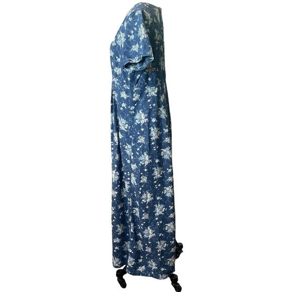 Vintage 90s Liz Claiborne floral denim maxi dress Size large - Picture 3 of 13